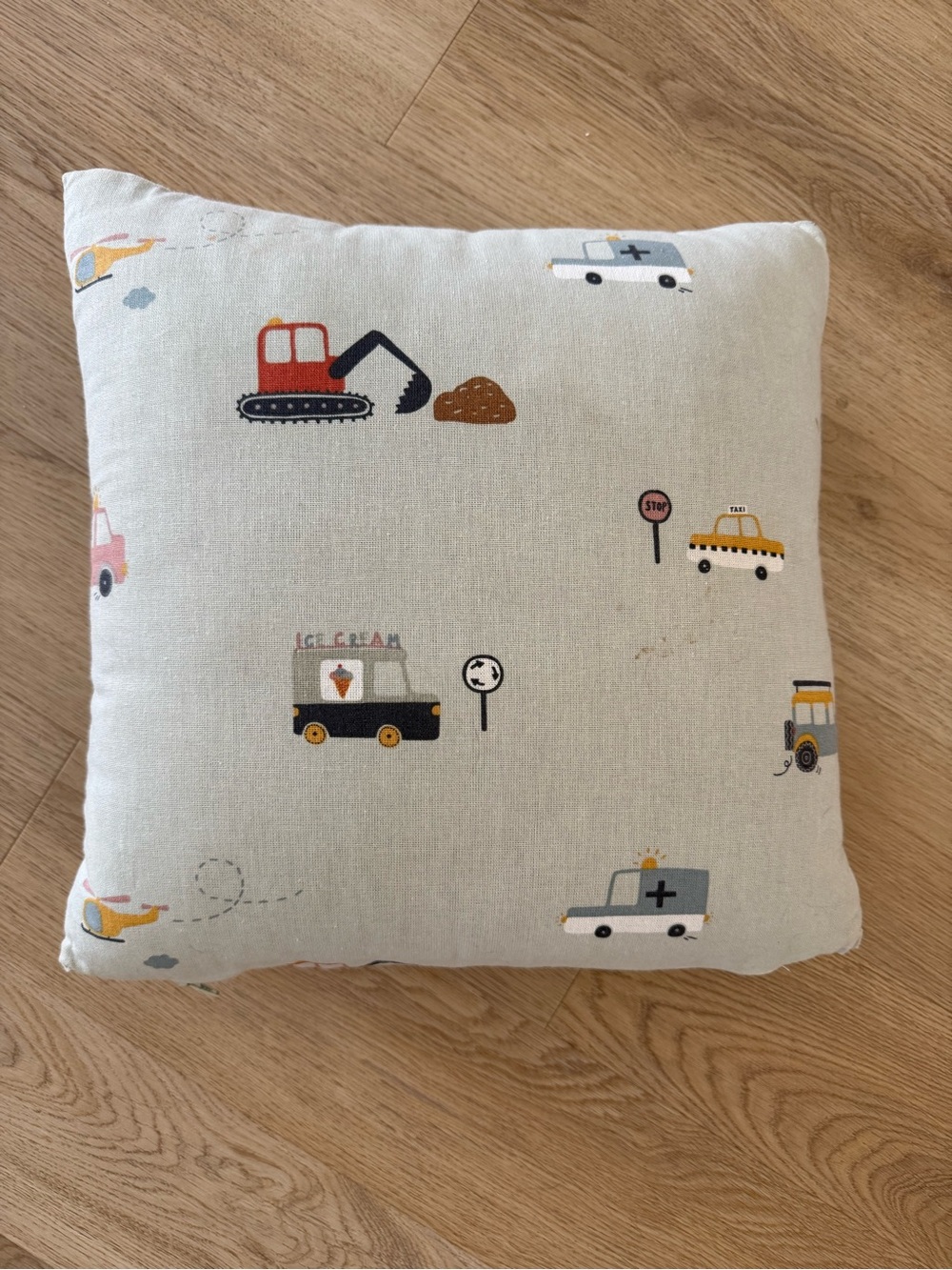 H&M Cream Kids' Pillow with Colorful Vehicle Motifs